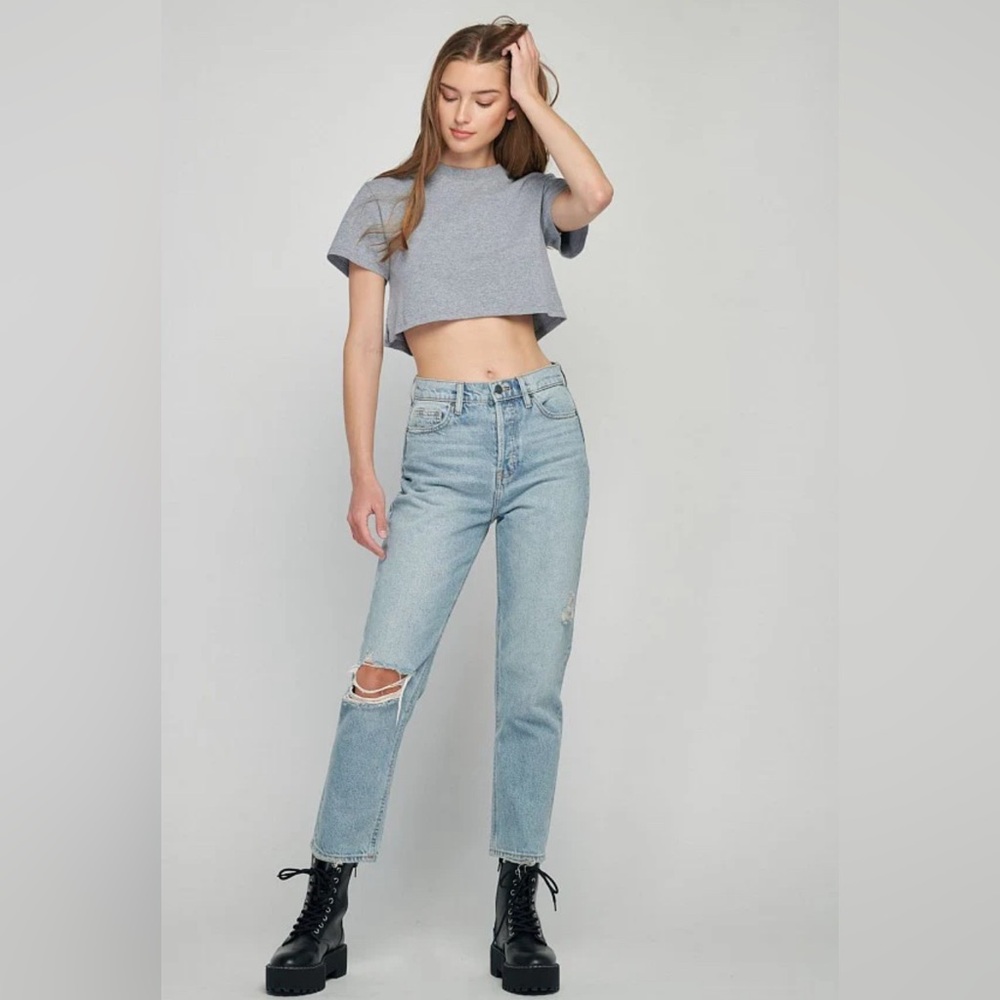 Hidden | Tracey Light Wash Distressed High Rise Straight Jean | Size 30